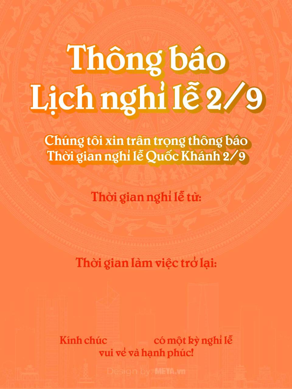 Mẫu thông báo nghỉ lễ 2/9 số 4