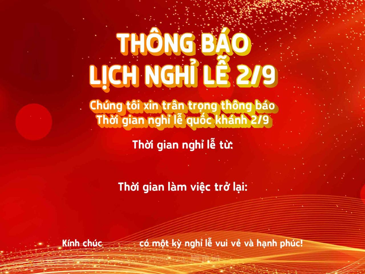 Mẫu thông báo nghỉ lễ 2/9 số 5