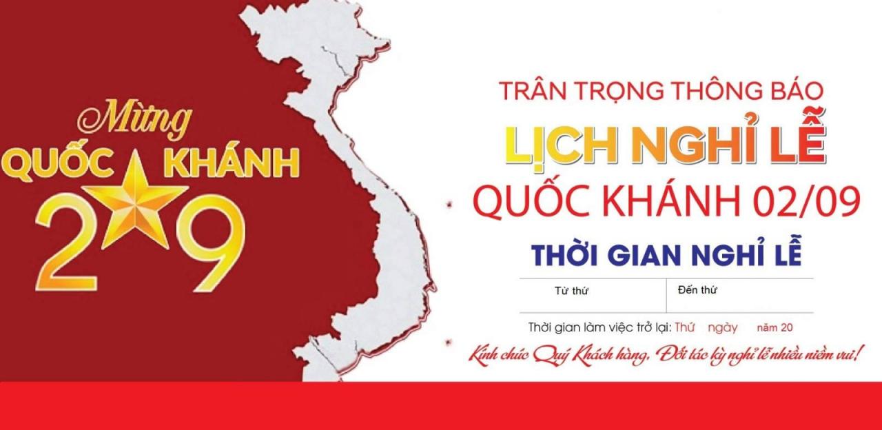 Mẫu thông báo nghỉ lễ 2/9 số 6